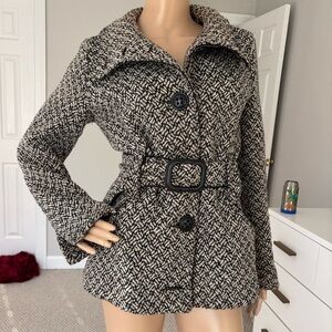 Soia & Kyo Black and White Pea Coat